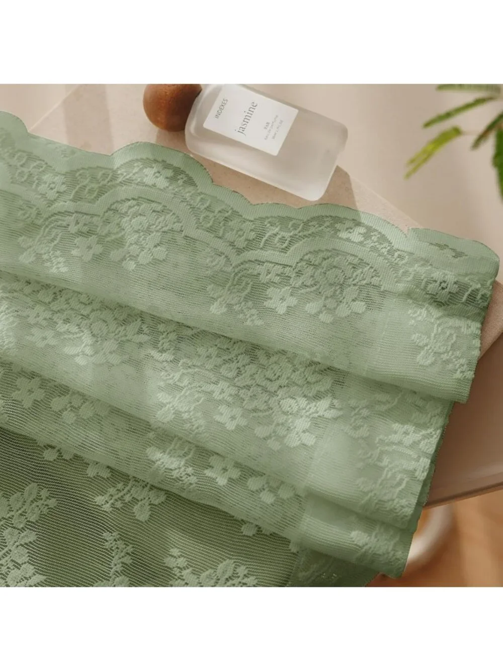 Vintage Sage Green Lace Curtains - 84